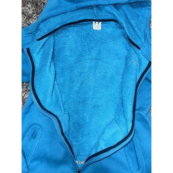 Under Armour Electric Blue Cotton STORM Loose Womens Zip up Hoodie Jacket Medium - Picture 7 of 10